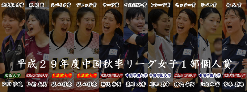 平成２９年度中国秋季リーグ女子１部個人賞