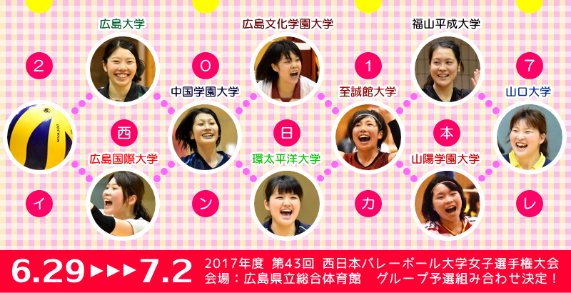2017年度西日本インカレ女子グループ予選組合せ