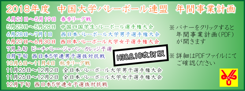 ２０１８年度中国大学バレーボール連盟年間事業計画訂正版