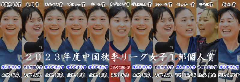 ２０２３年度中国秋季リーグ女子１部個人賞