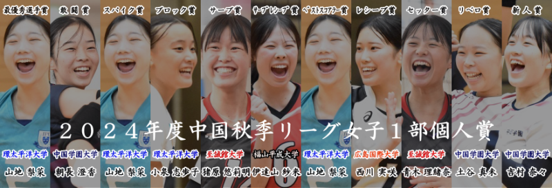 ２０２４年度中国秋季リーグ女子１部個人賞