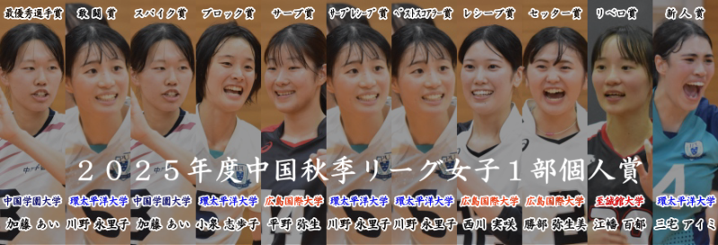 ２０２５年度中国秋季リーグ女子１部個人賞