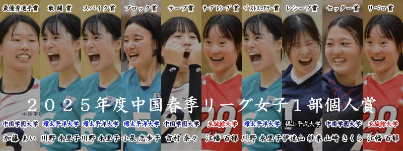 ２０２５年度中国春季リーグ女子１部個人賞